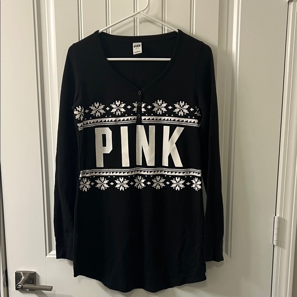 PINK Victoria's Secret Black and White Long Sleeve Tee